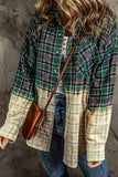 Contrast Plaid Button Up Long Sleeve Shacket