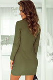 Button Up Ruched Long Sleeve Dress