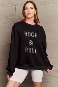 Simply Love Full Size ROCK & ROLL Round Neck Sweatshirt