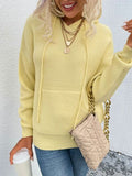 Drawstring Dropped Shoulder Hooded Sweater